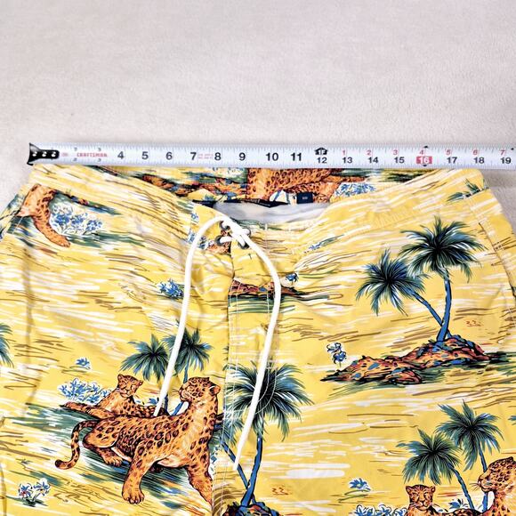 Polo Ralph Lauren Swim Trunks Cheetah In Paradise Mesh Lined Size L Yellow Vtg - Picture 5 of 10